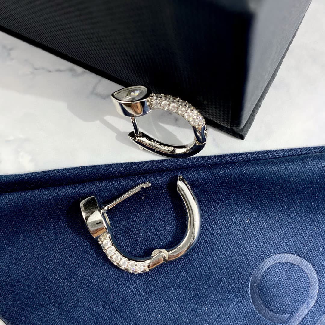 APM Monaco Silver Teardrop Stud Earrings